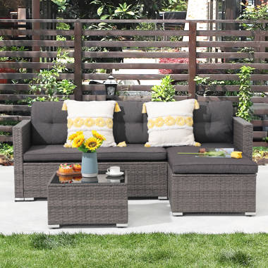 Grey rattan online corner sofa argos